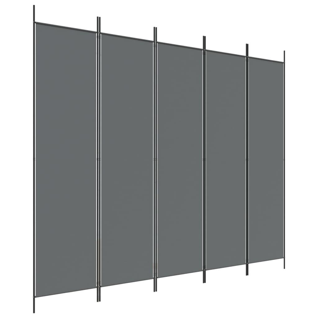 vidaXL Romdeler med 5 paneler antrasitt 250x200 cm stoff