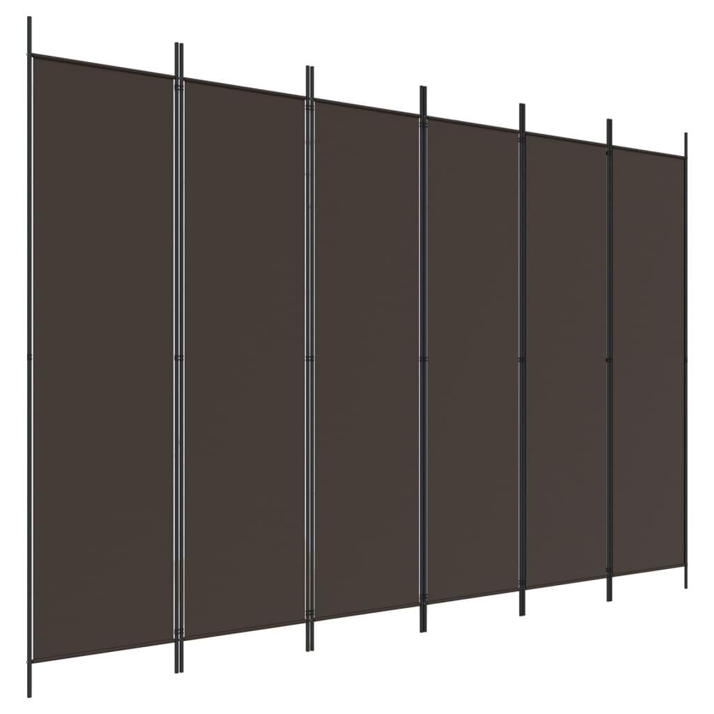 vidaXL Romdeler 6 paneler brun 300x200 cm stoff