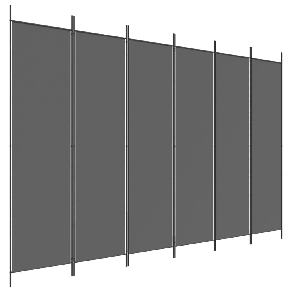 vidaXL Rumsavdelare 6 paneler antracit 300x200 cm tyg