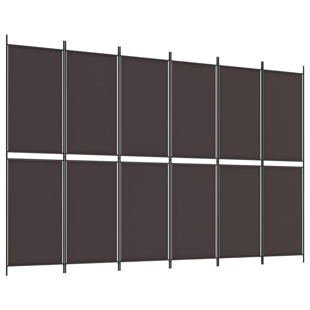 vidaXL Rumsavdelare 6 paneler brun 300x200 cm tyg