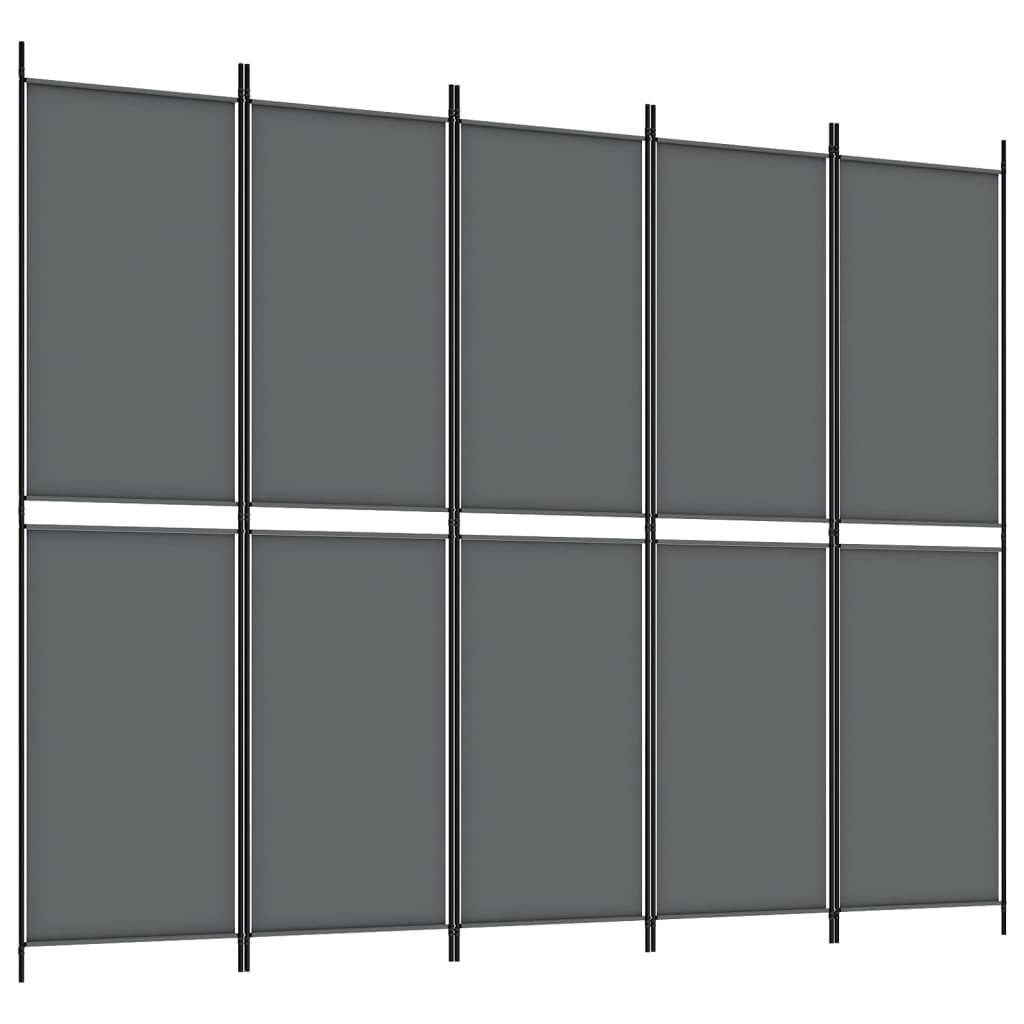 vidaXL 5-panels rumdeler 250x200 cm stof antracitgrå