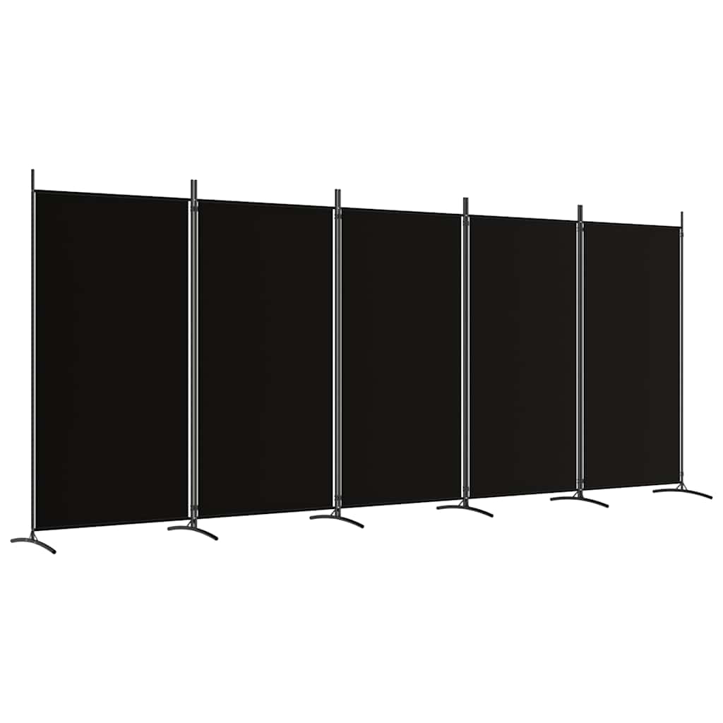 vidaXL Rumsavdelare 5 paneler svart 433x180 cm tyg