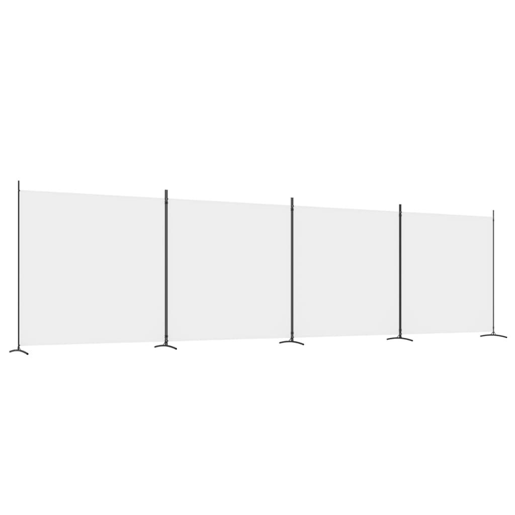 vidaXL 4-paneelinen Tilanjakaja valkoinen 698x180 cm kangas