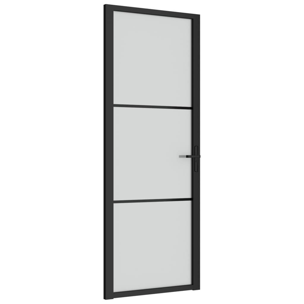 vidaXL Innerdörr 76x201,5 cm svart matt glas och aluminium