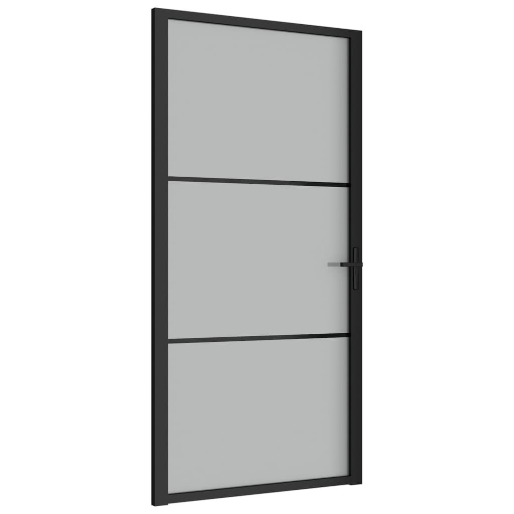 vidaXL Innerdörr 102,5x201,5 cm svart matt glas och aluminium