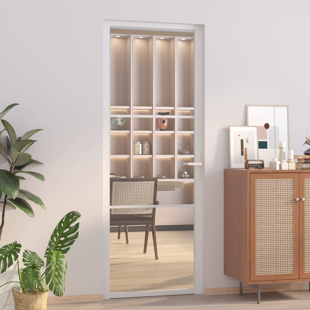 vidaXL Innerdörr 76x201,5 cm vit ESG-glas och aluminium
