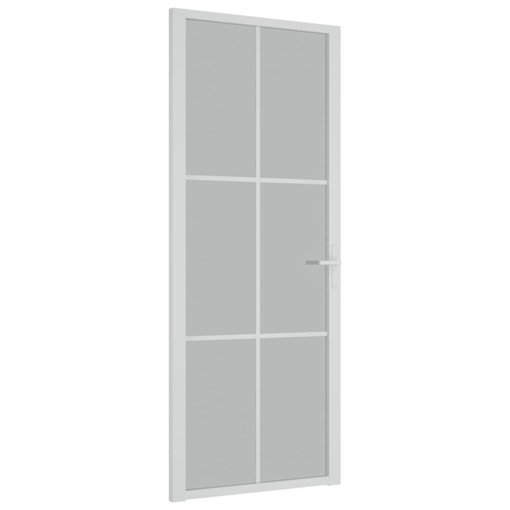 vidaXL Innerdörr 83x201,5 cm vit matt glas och aluminium