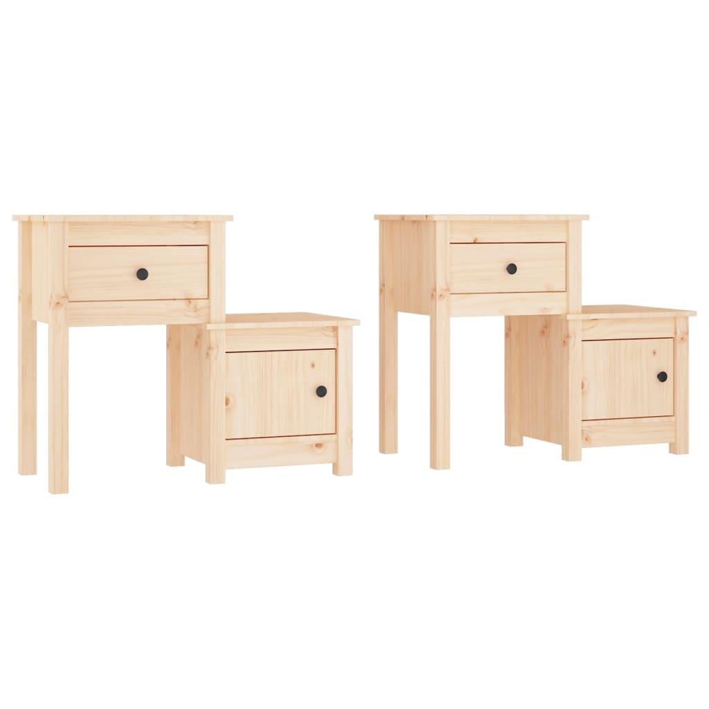 vidaXL Sängbord 2 st 79,5x38x65,5 cm massiv furu