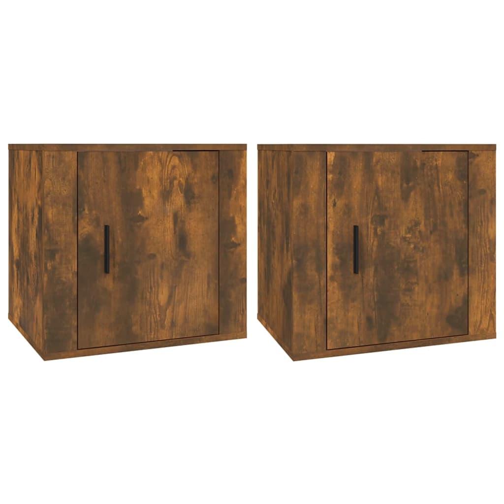 vidaXL Sängbord 2 st Rökfärgad ek 50x39x47 cm