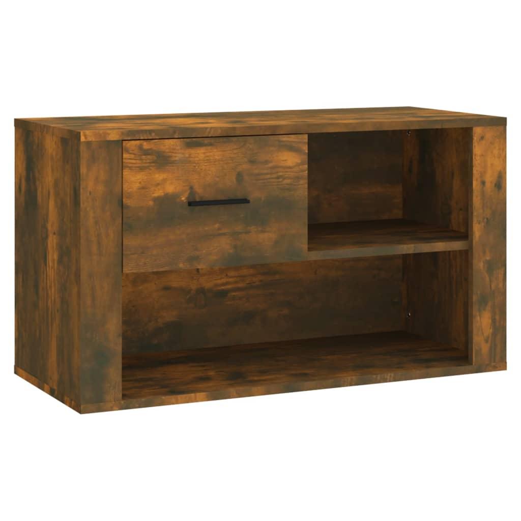 vidaXL Skoställ rökfärgad ek 80x35x45 cm konstruerat trä