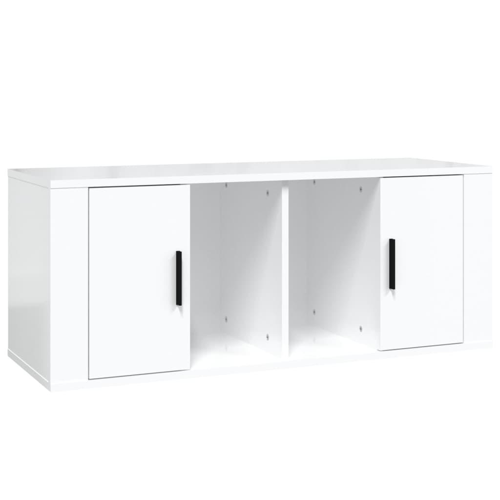 vidaXL TV-skåp vit högglans 100x35x40 cm konstruerat trä