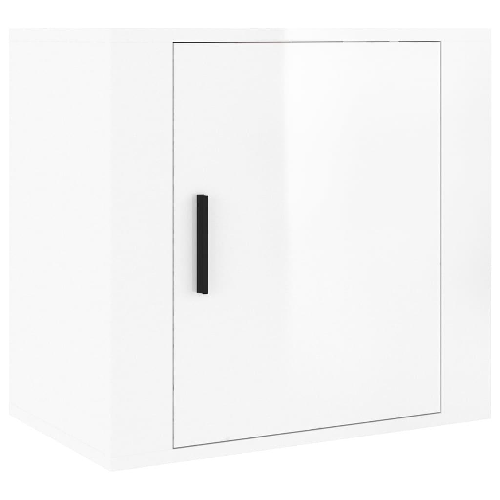 vidaXL Väggmonterat sängbord vit högglans 50x30x47 cm