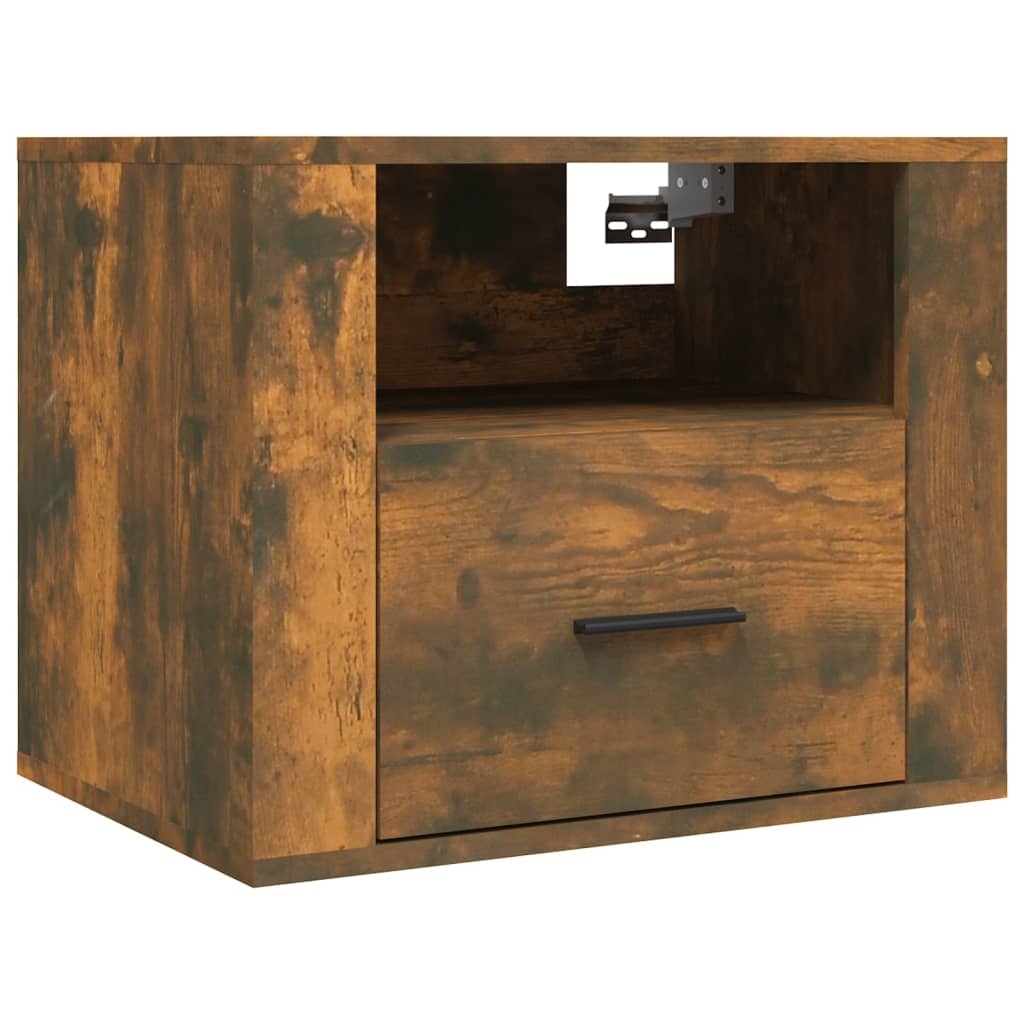 vidaXL Väggmonterat sängbord rökfärgad ek 50x36x40 cm