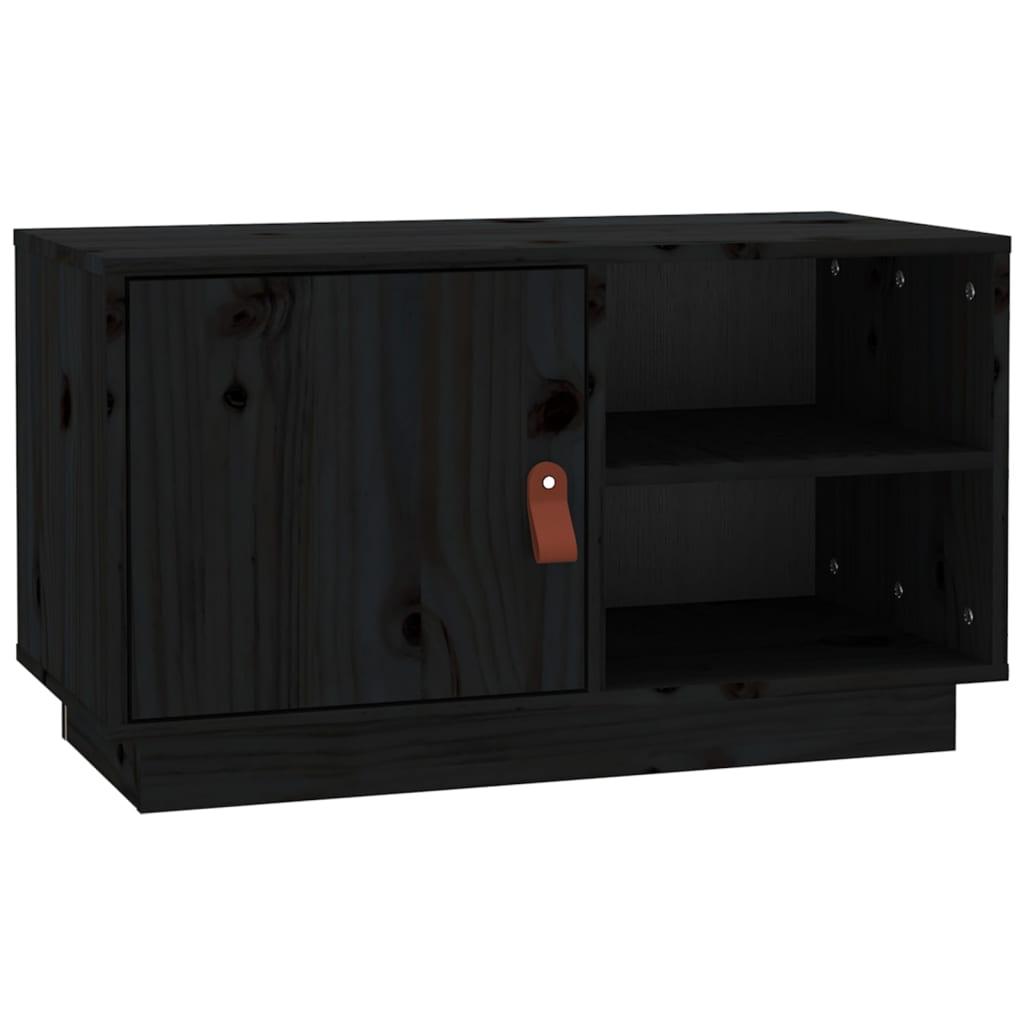 vidaXL Tv-bänk svart 70x34x40 cm massiv furu