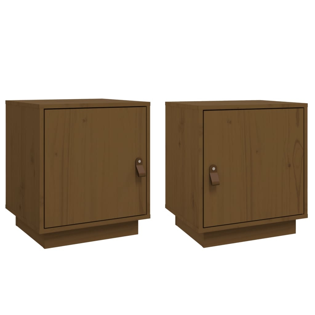 vidaXL Sängbord 2 st honungsbrun 40x34x45 cm massiv furu