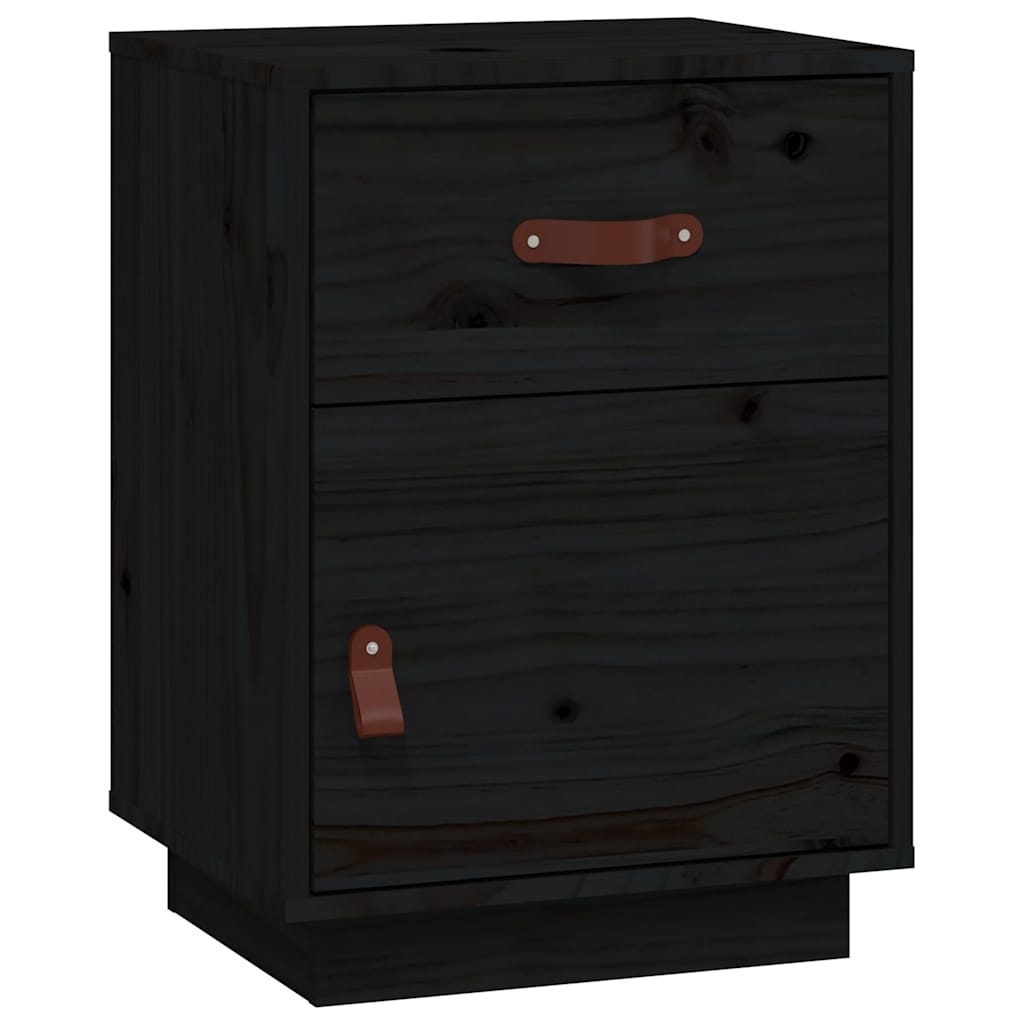 vidaXL Sängbord svart 40x34x55 cm massiv furu