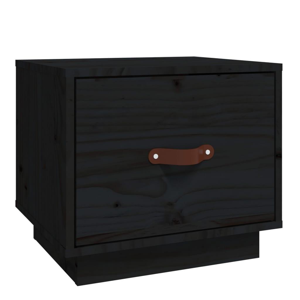 vidaXL Sängbord svart 40x34x35cm massiv furu