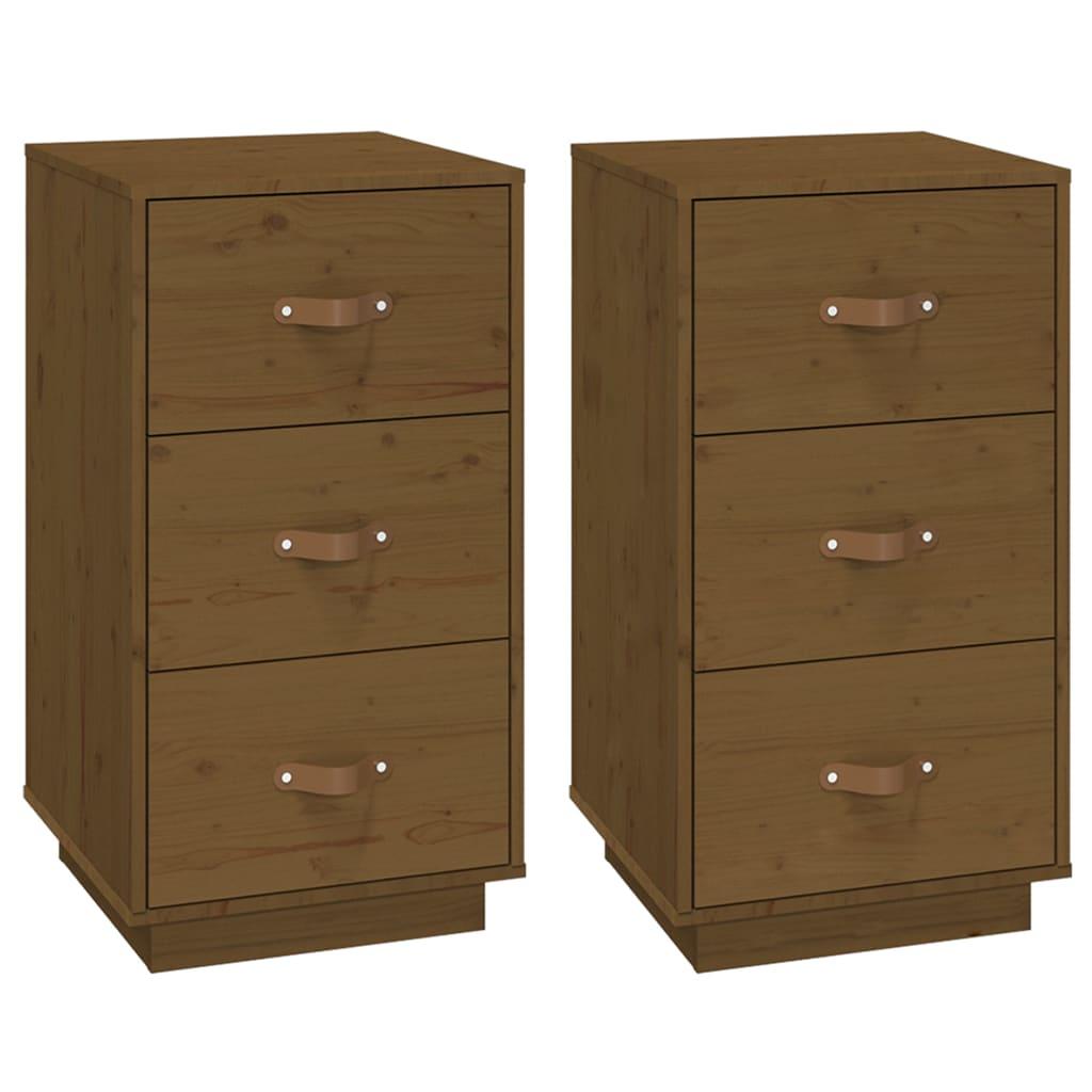vidaXL Sängbord 2 st honungsbrun 40x40x75 cm massiv furu