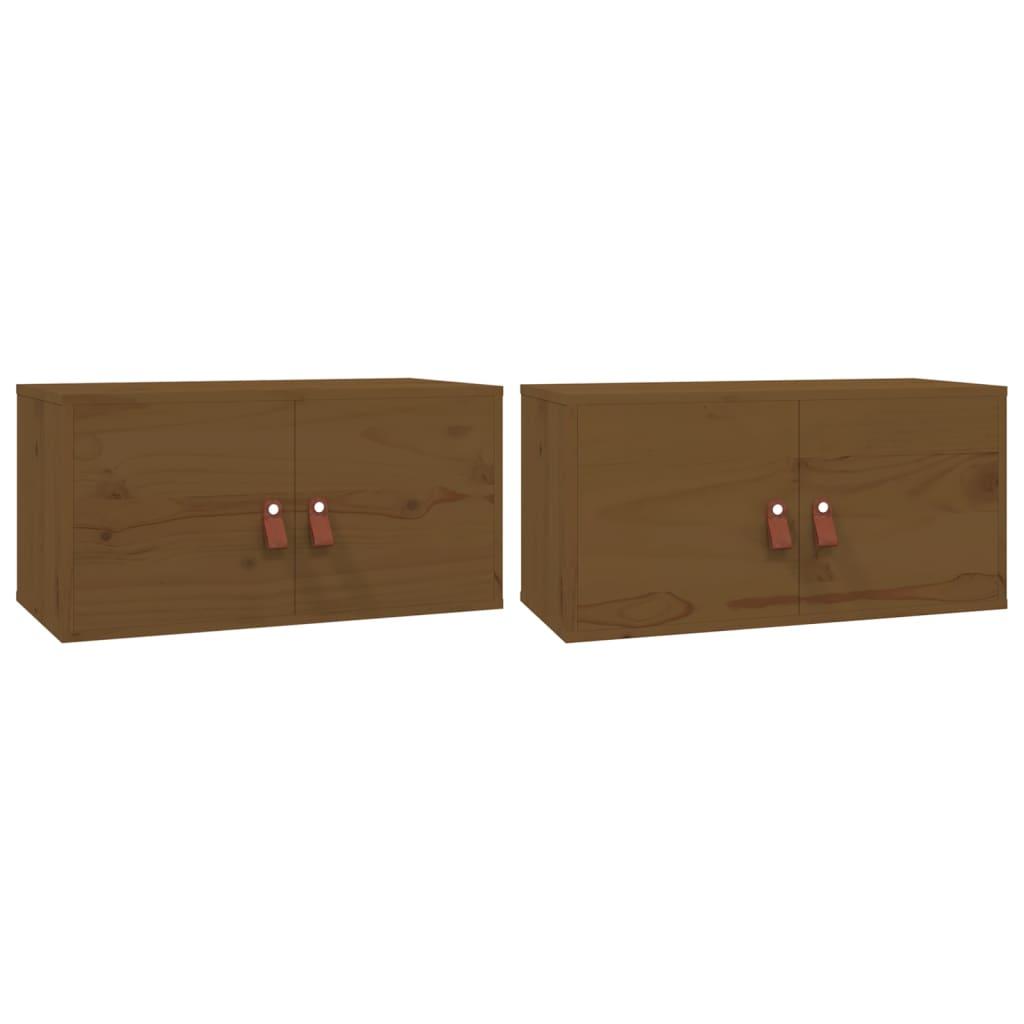 vidaXL Väggskåp 2 st honungsbrun 60x30x30 cm massiv furu