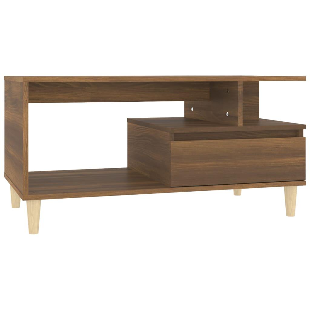 vidaXL Soffbord brun ek 90x49x45 cm konstruerat trä