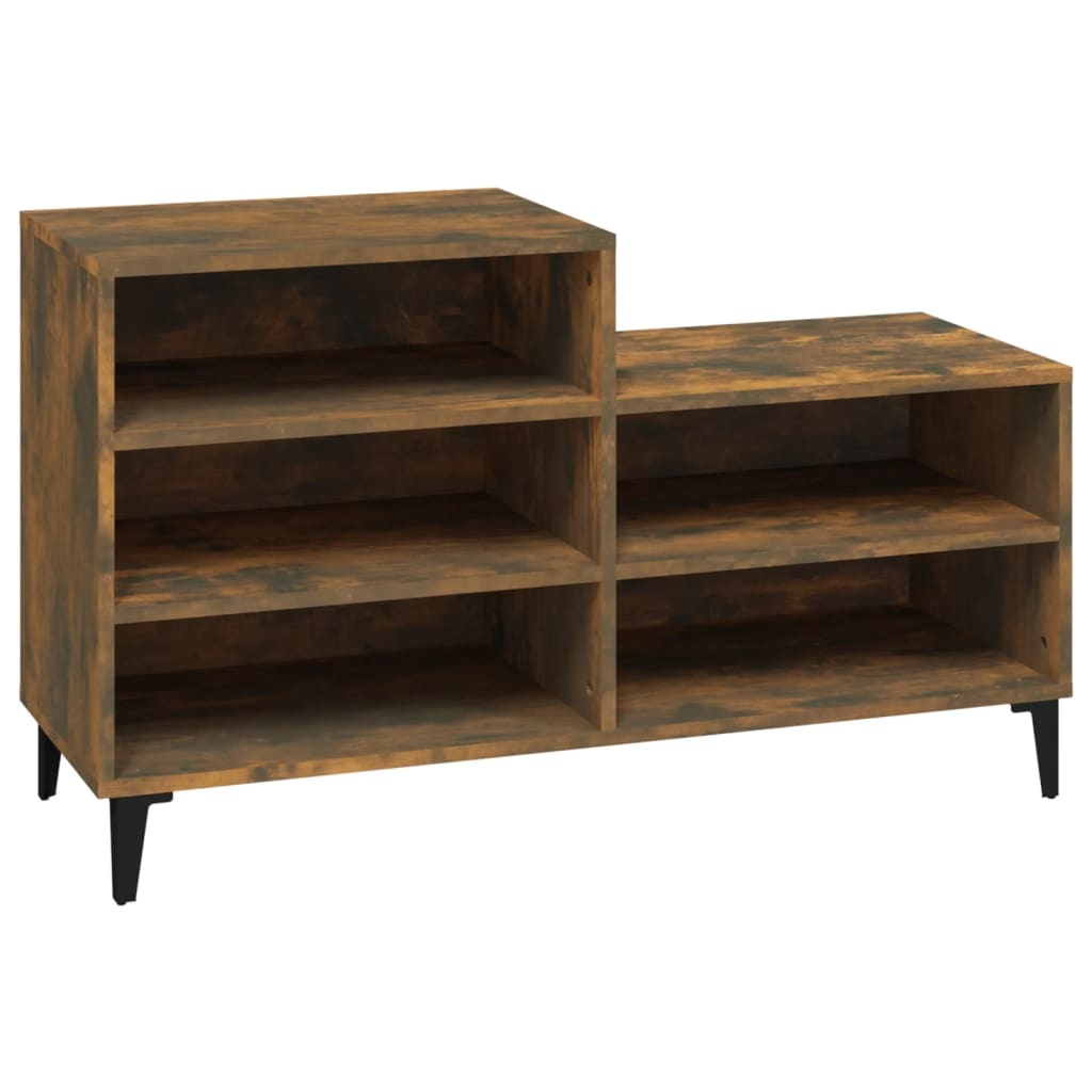 vidaXL Skoställ rökfärgad ek 102x36x60 cm konstruerat trä