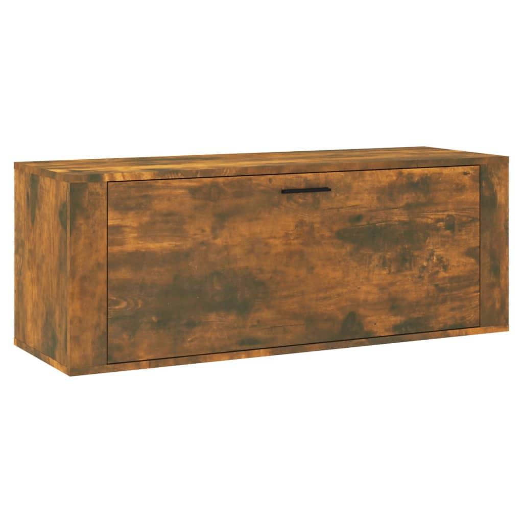 vidaXL Väggmonterat skoställ rökfärgad ek 100x35x38 cm konstruerat trä
