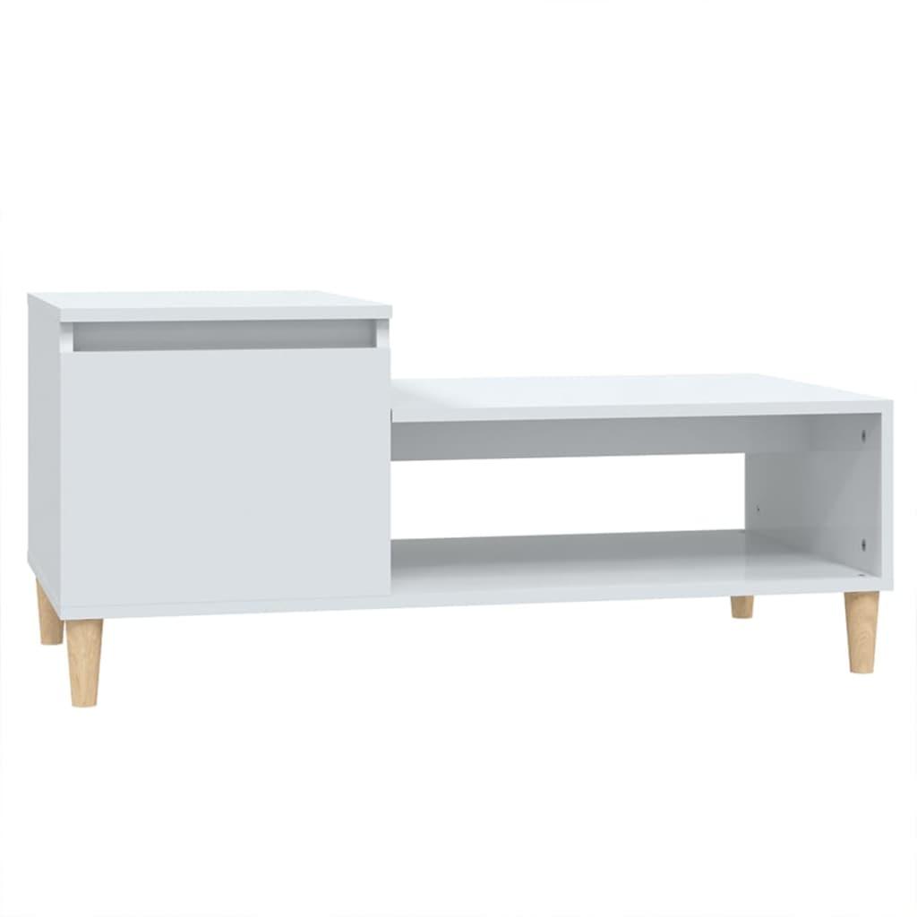 vidaXL Soffbord vit högglans 100x50x45 cm konstruerat trä