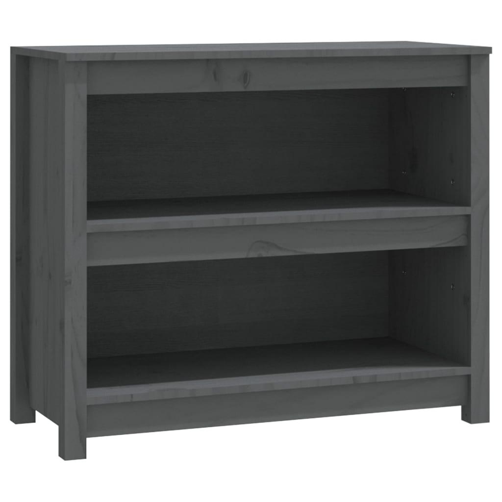 vidaXL Bokhylla Grå 80x35x68 cm massiv furu