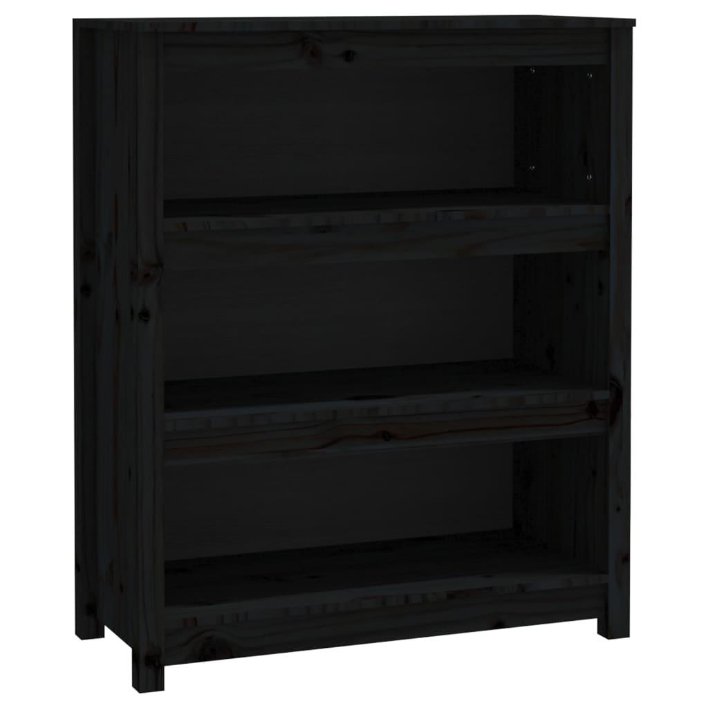 vidaXL Bokhylla svart 80x35x97 cm massiv furu