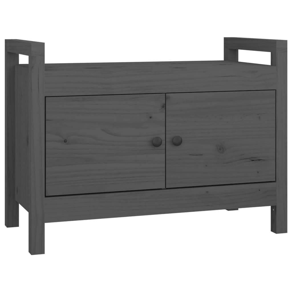 vidaXL Skobänk grå 80x40x60 cm massiv furu