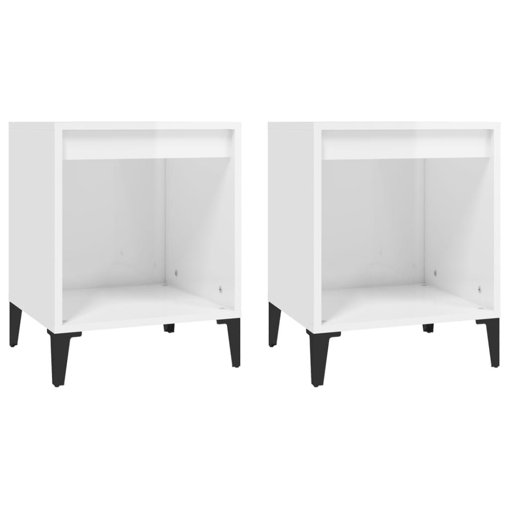 vidaXL Sängbord 2 st vit högglans 40x35x50 cm