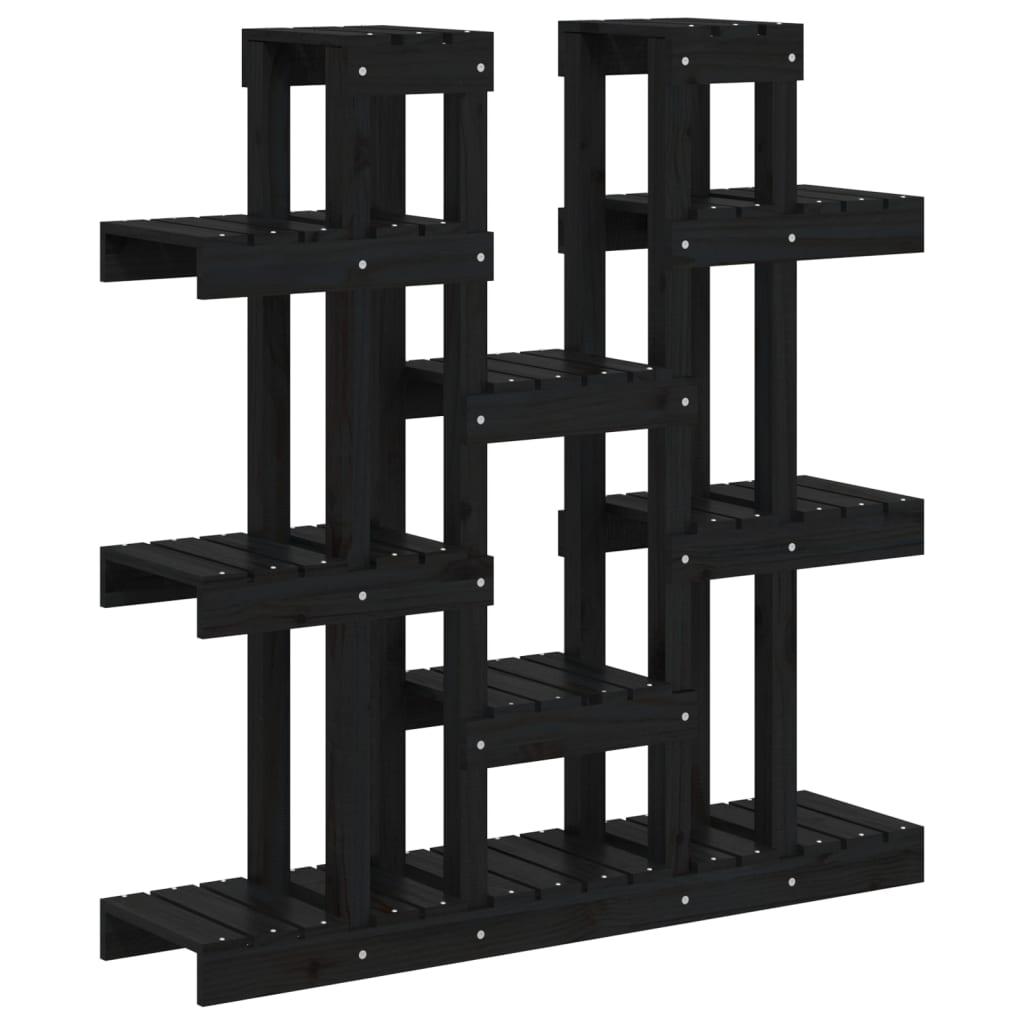 vidaXL Växtställ Svart 104,5x25x109,5 cm massiv furu