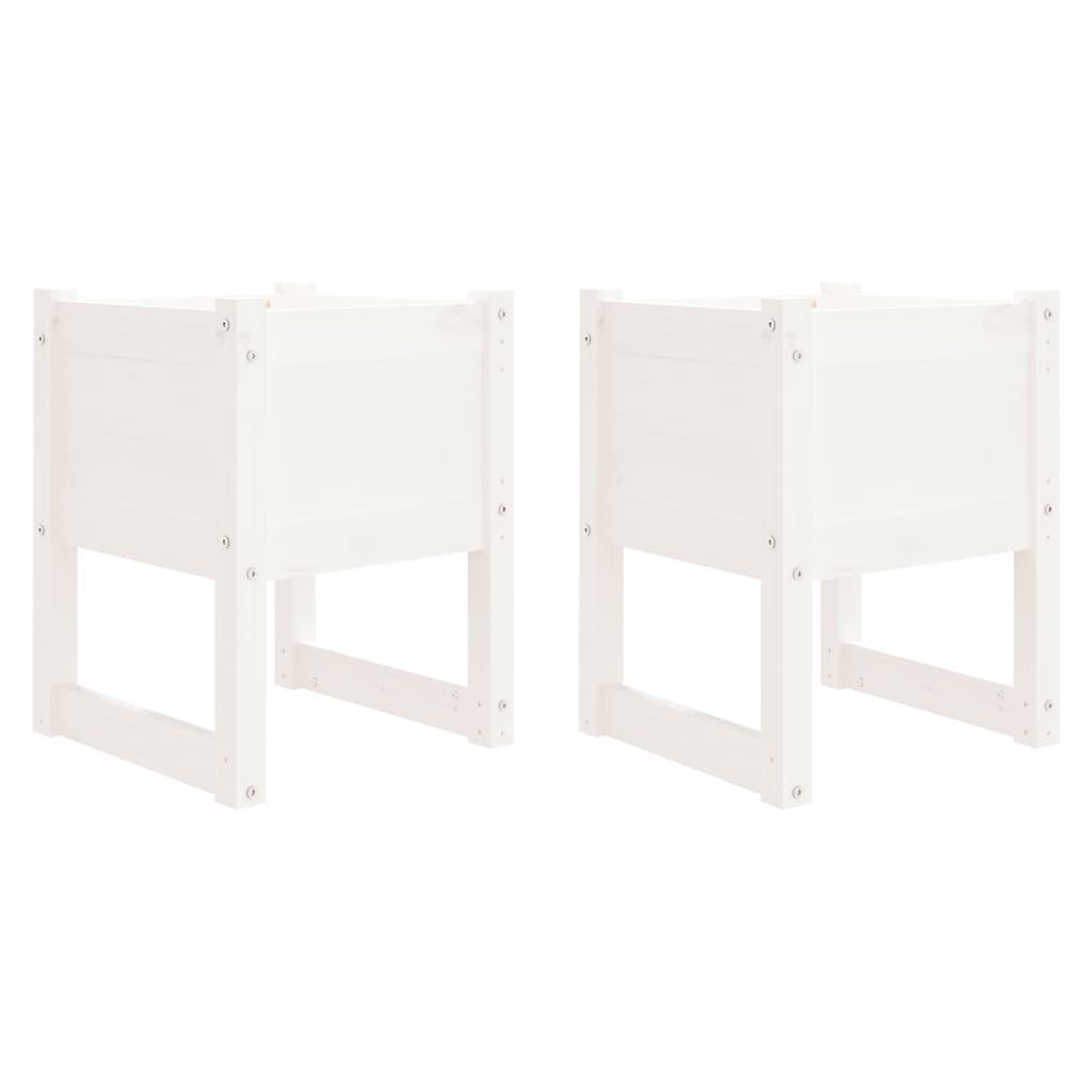 vidaXL Odlingslådor 2 st vit 40x40x52,5 cm massiv furu