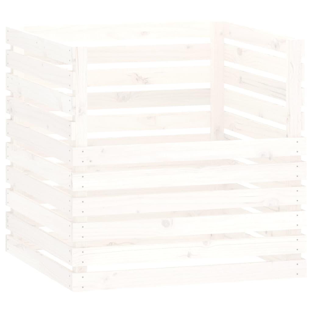 vidaXL Kompostlåda vit 80x80x78 cm massiv furu