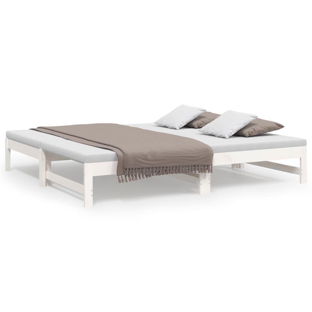 vidaXL Utdragbar dagbädd vit 2x(90x190) cm massiv furu