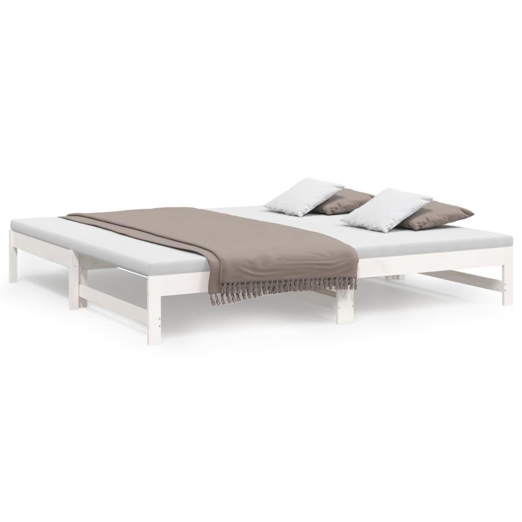 vidaXL Utdragbar dagbädd vit 2x(80x200) cm massiv furu