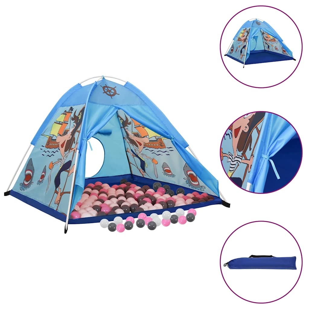 vidaXL Lektält med 250 bollar blå 120x120x90 cm