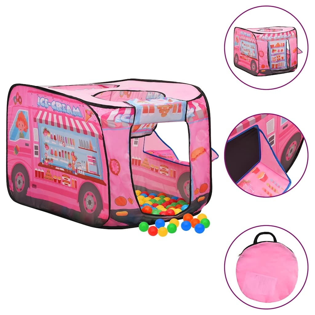 vidaXL Lektält med 250 bollar rosa 70x112x70 cm