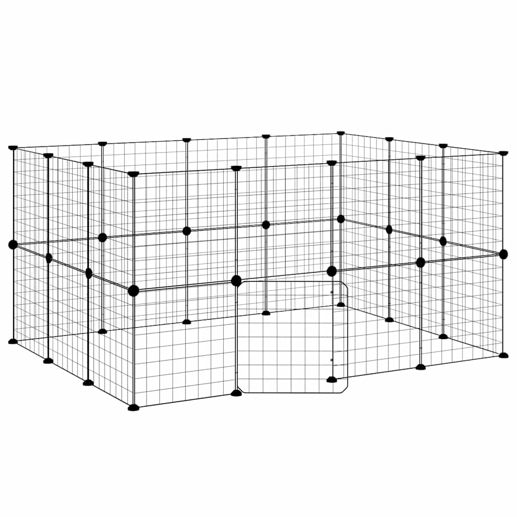 vidaXL Hundgård svart 28 paneler 35x35 cm stål