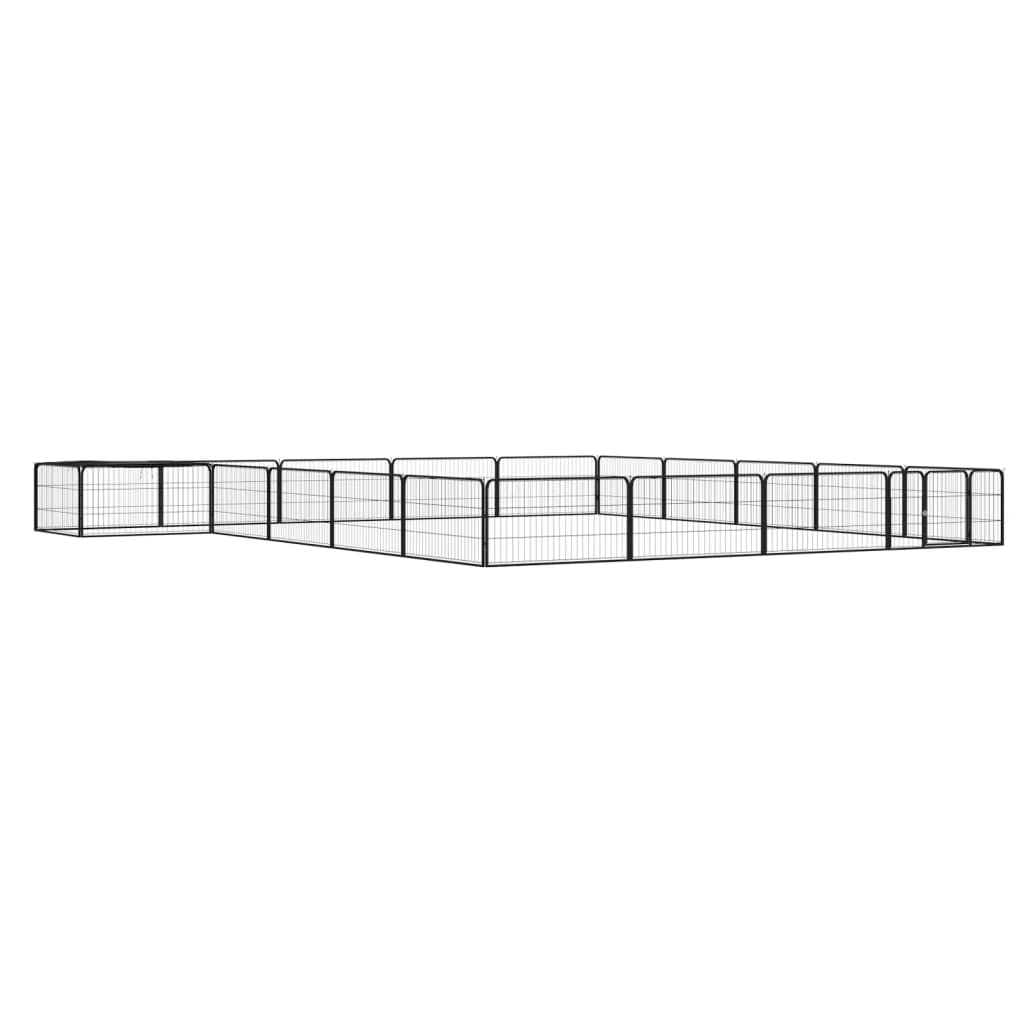 vidaXL Hundbur 20 paneler svart 100x50 cm pulverlackerat stål