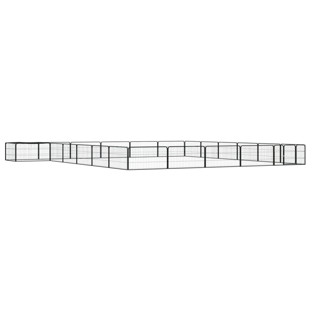 vidaXL Hundbur 24 paneler svart 100x50 cm pulverlackerat stål