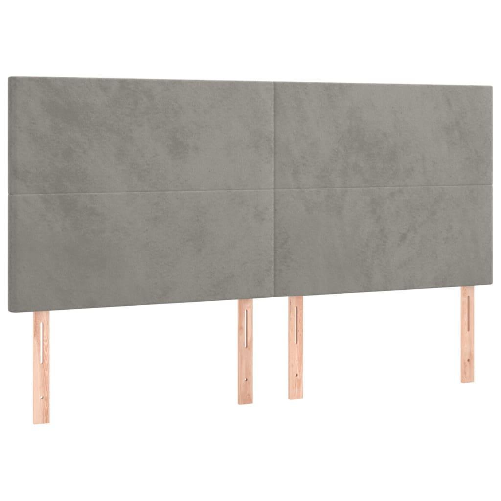 vidaXL Huvudgavlar 4 st ljusgrå 90x5x78/88 cm sammet