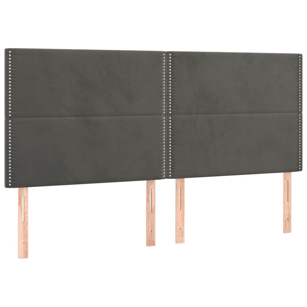 vidaXL Huvudgavlar 4 st mörkgrå 90x5x78/88 cm sammet