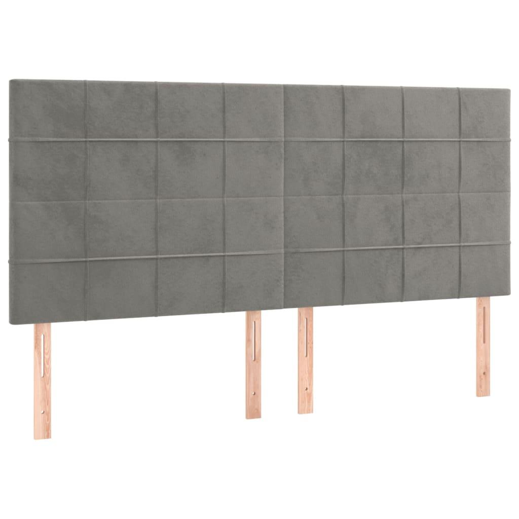 vidaXL Huvudgavlar 4 st Ljusgrå 80x5x78/88 cm sammet