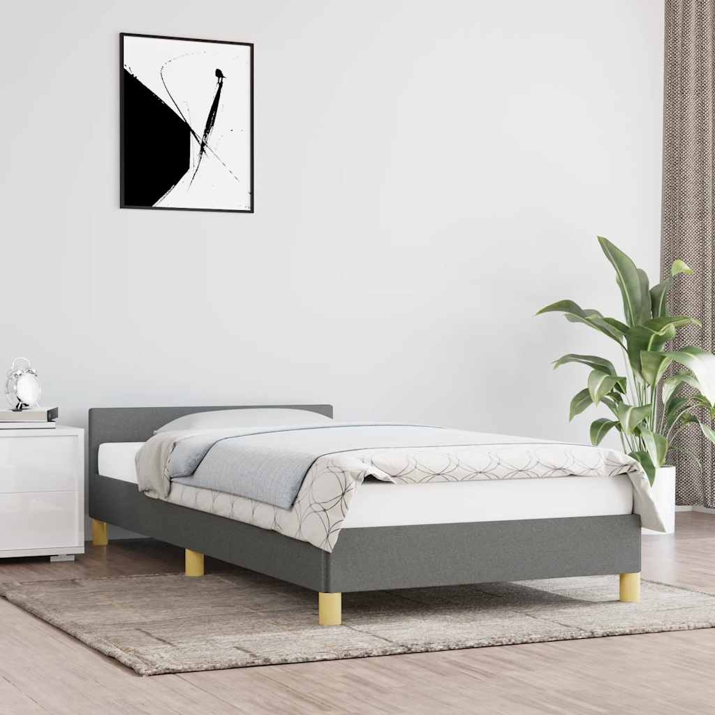 vidaXL Sängram med huvudgavel mörkgrå 80x200 cm tyg