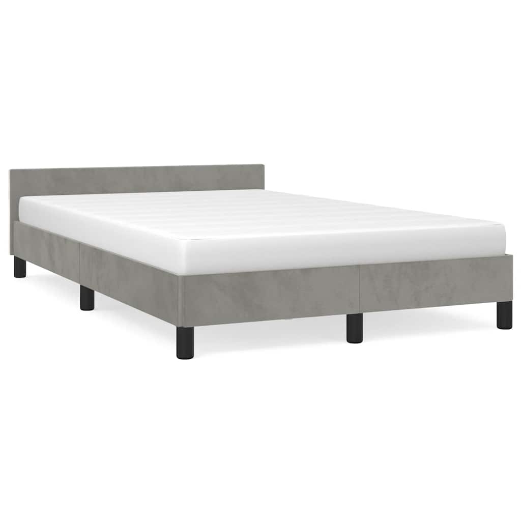 vidaXL Sängram utan madrass ljusgrå 120x200 cm sammet