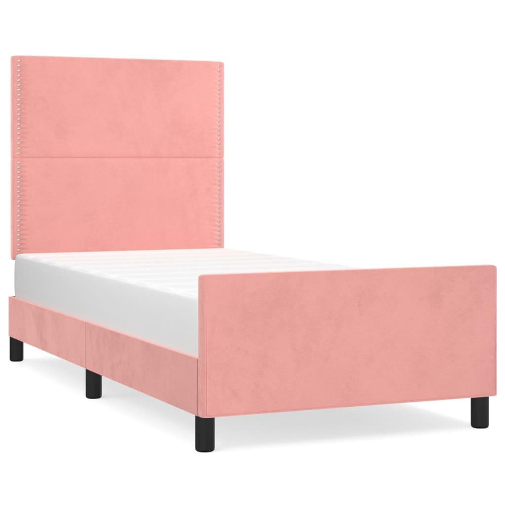 vidaXL Sängram med huvudgavel rosa 80x200 cm sammet