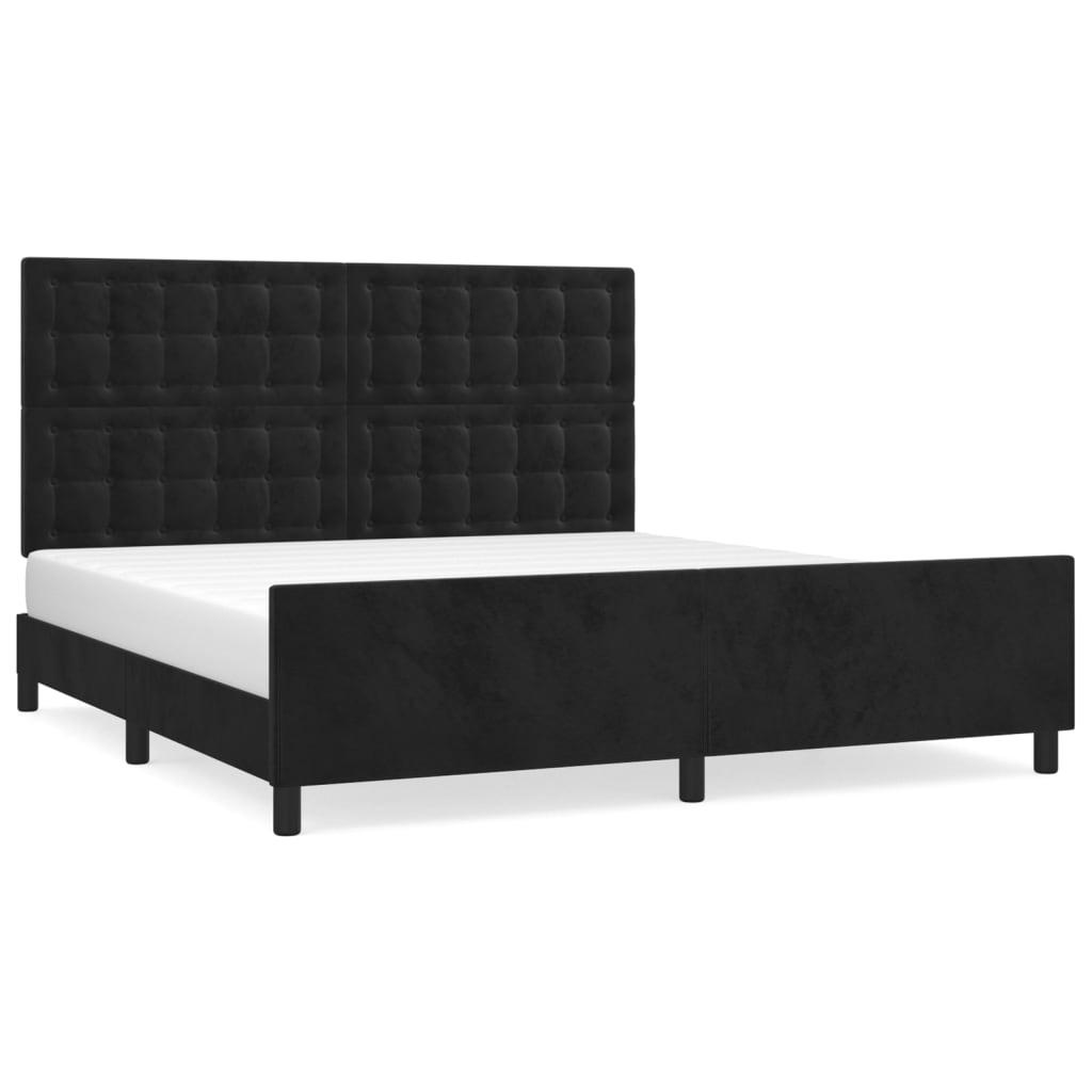 vidaXL Sängram med huvudgavel svart 180x200 cm sammet