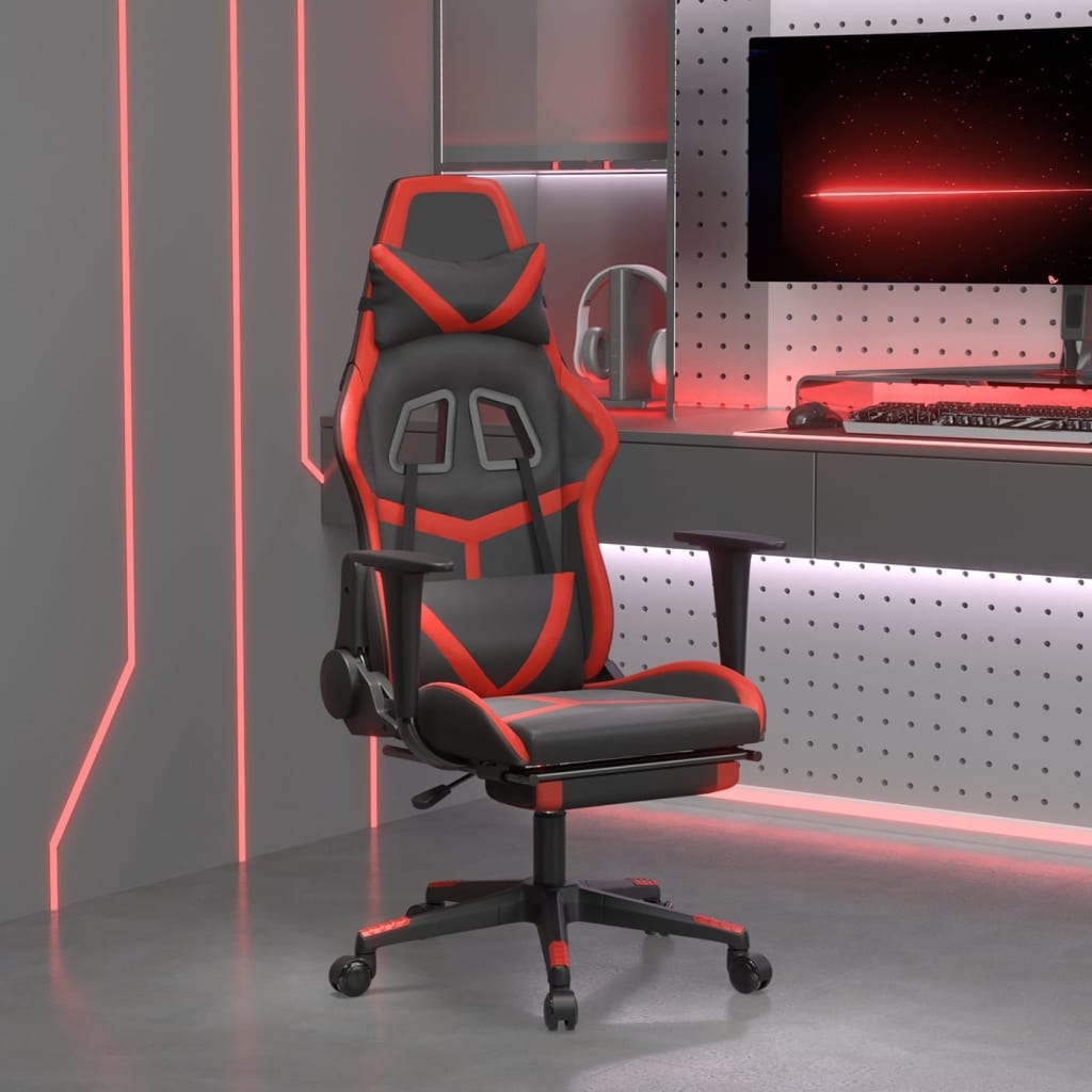 vidaXL Gamingstol med fotstöd svart och röd konstläder