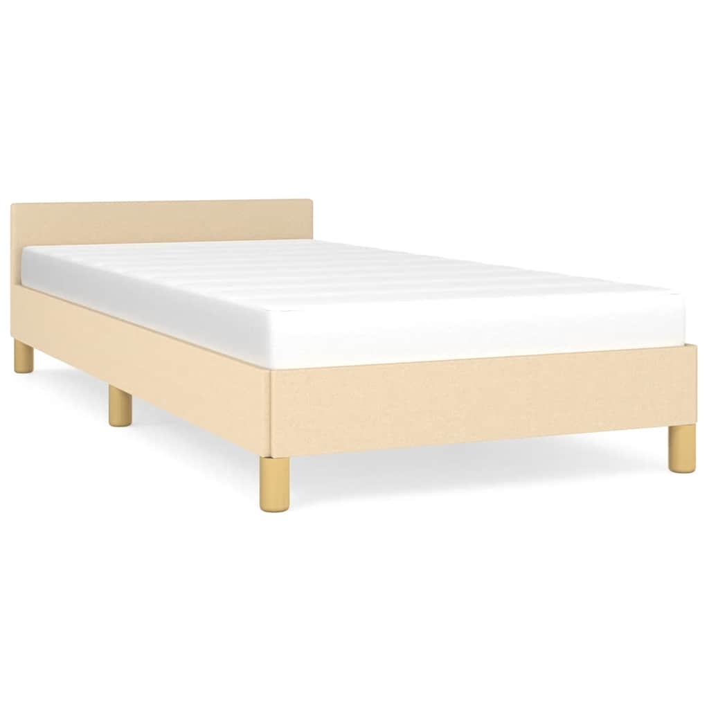 vidaXL Sängram med huvudgavel utan madrass gräddvit 80x200 cm tyg
